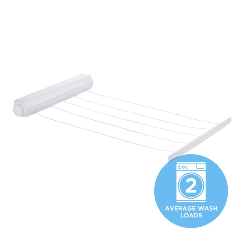 Minky Homecare 5 Line Retractable Indoor Clothesline - 5 x 14 Feet Wall Mounted Drying Rack Laundry Line - 72 Feet, White - Image 2